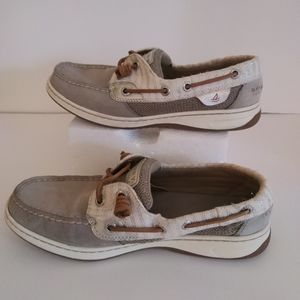Sperry Top Sider Boat Shoes Women Size 7m Slip on Brown Beige.